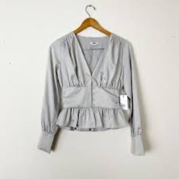 Jason Wu silver/gray satin buttoned blouse - Picture 4 of 4